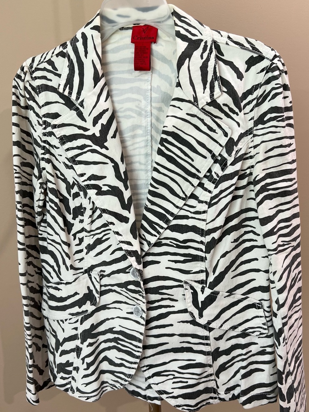 Christina Black & White Zebra-Print Blazer